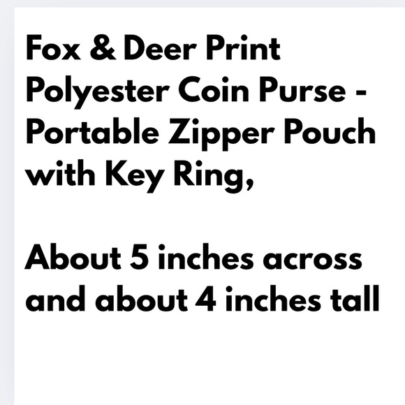 Fox & Deer Key Ring Coin Purse -Portable Zipper Pouch W/Card Holder &Earbud Case - Picture 6 of 6